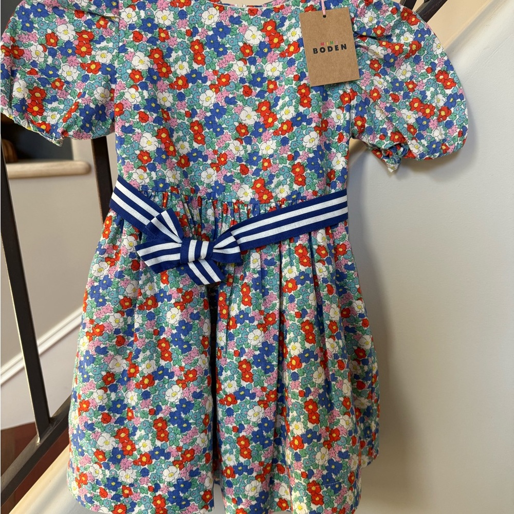 Boden Kids Floral Dress with Blue and Red